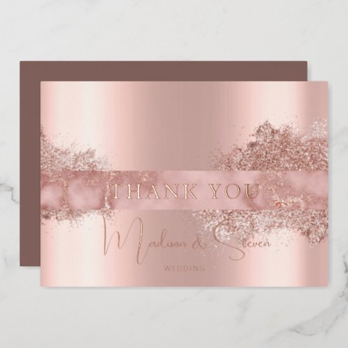 Rose Gold Foil Script Wedding Thank You Cards