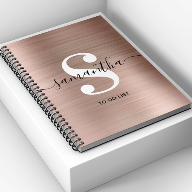 Rose Gold Foil Signature Monogram Small To Do List Notebook (Creator Uploaded)