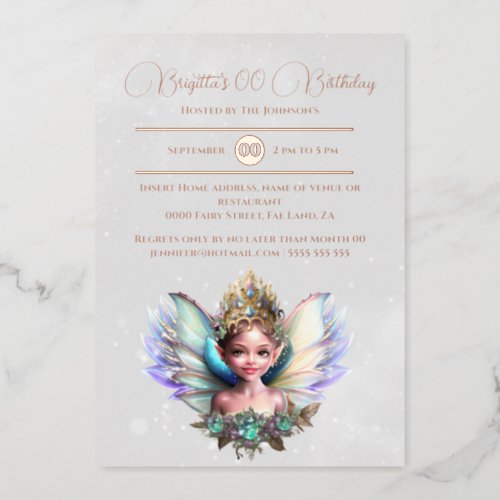 Rose gold foil snow queen winter wonderland fairy  foil invitation