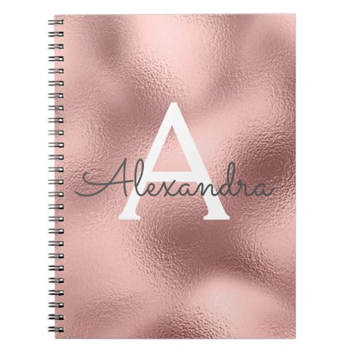 Rose Gold Foil Sparkle Monogram Notebook