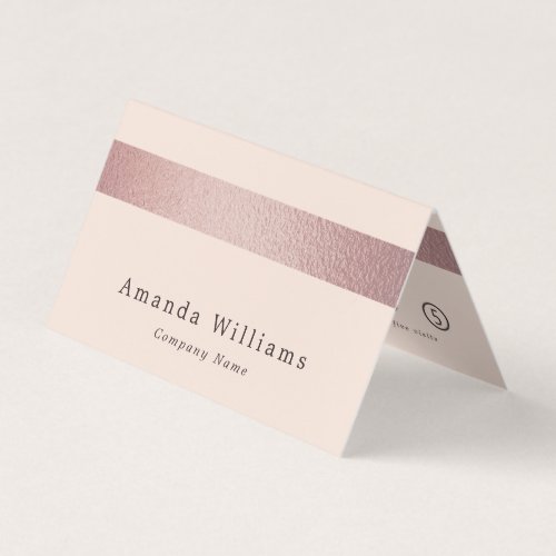 Rose Gold Foil Stripe On Blush Pink Double Loyalty Business Card