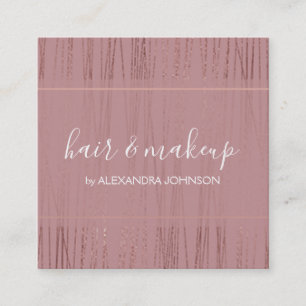 Rose Gold Foil Striped Modern Pattern Square Business Card