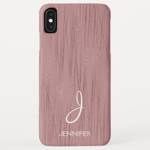 Rose Gold Foil Striped Pattern Monogram iPhone XS Max Case