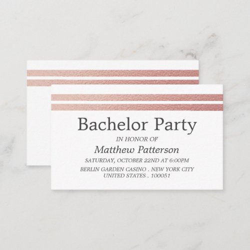 Rose Gold Foil Stripes Bachelor Party Ticket