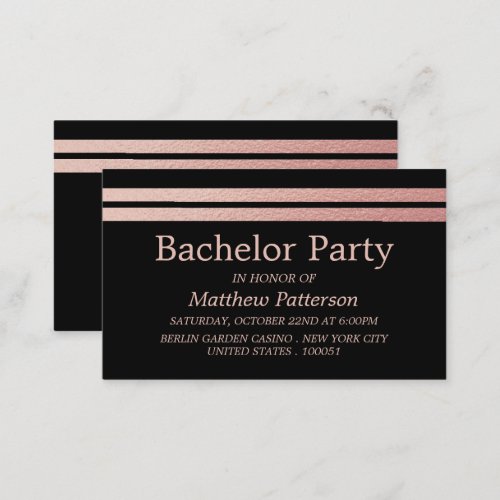 Rose Gold Foil Stripes Bachelor Party Ticket