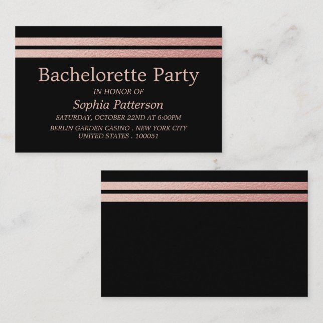 Rose Gold Foil Stripes Bachelorette Party Ticket (Front/Back)
