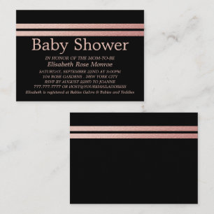 Rose Gold Foil Stripes, Black Baby Shower Ticket