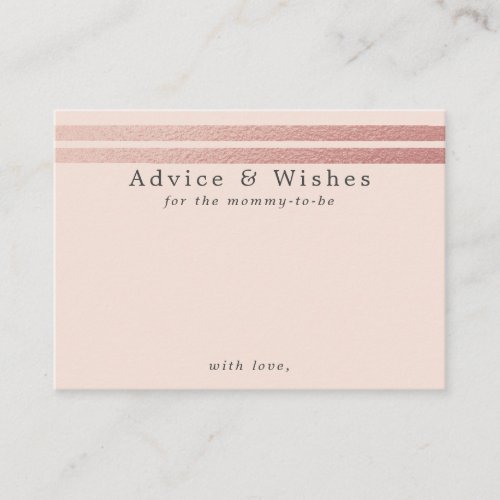 Rose Gold Foil Stripes  Blush Pink Advice Cards
