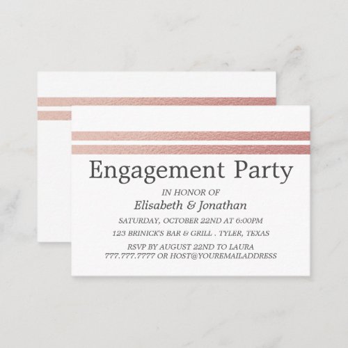 Rose Gold Foil Stripes Engagement Party Ticket