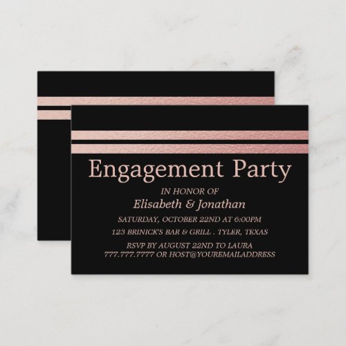 Rose Gold Foil Stripes Engagement Party Ticket
