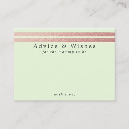 Rose Gold Foil Stripes  Mint Green Advice Cards