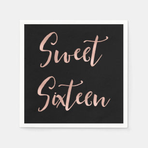 Rose Gold Foil Sweet 16 Sixteen Birthday Party Napkins
