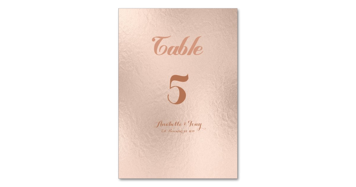 Rose Gold Foil Table Numbers | Zazzle
