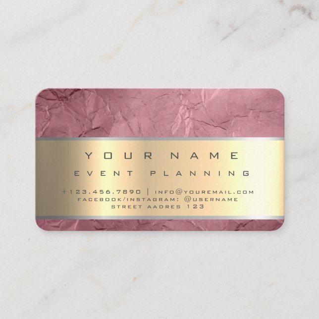 Rose Gold Foil Texture Foil Metal Pink Business Card (Front)