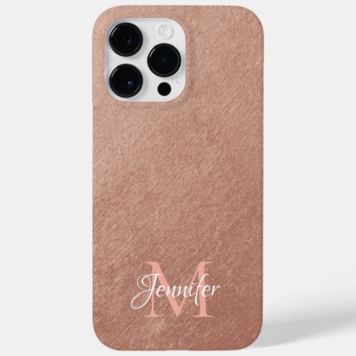 Rose Gold Foil Texture Photo Monogram Case_Mate iPhone 14 Pro Max Case