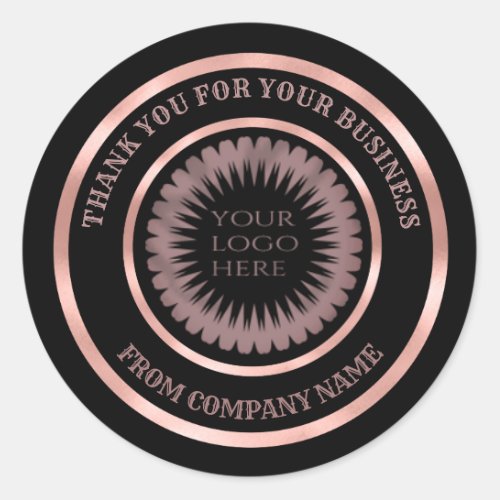 Rose gold foil  thank you business custom logo classic round sticker
