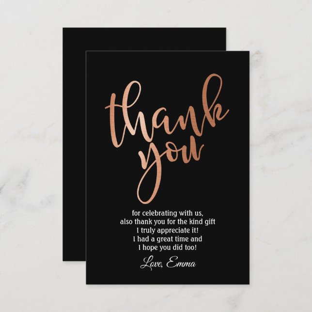 Rose Gold Foil , thank you card (Front/Back)
