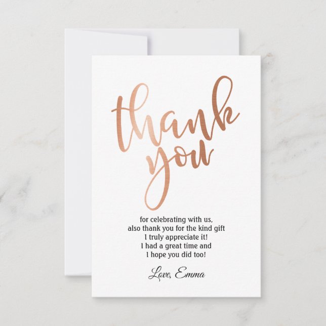 Rose Gold Foil ,  thank you card (Front)
