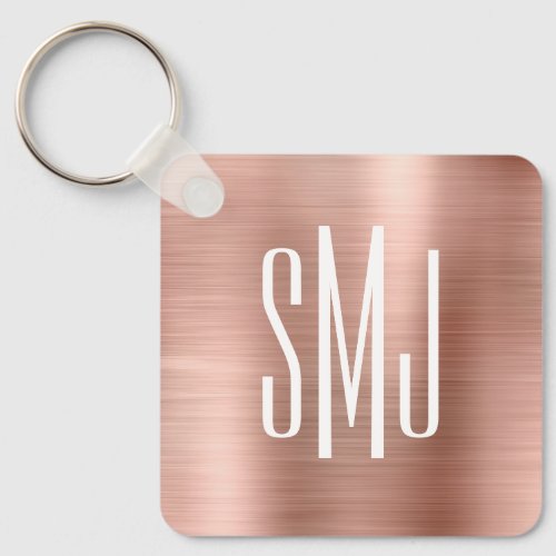 Rose Gold Foil Three Letter Monogram Keychain