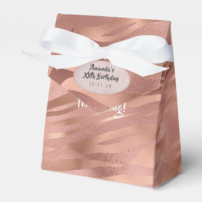 Rose Gold Foil Tiger Stripes Favor Boxes (Front Side)