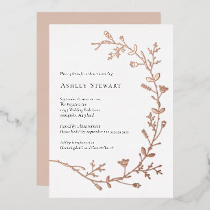 Rose Gold Foil Vine Scroll Bridal Shower  Invitation