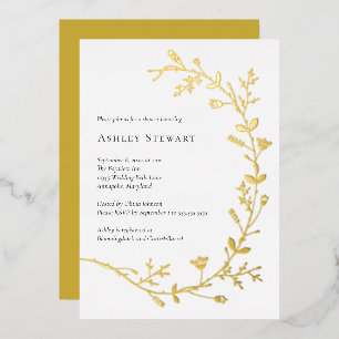 Rose Gold Foil Vine Scroll Bridal Shower Invitation