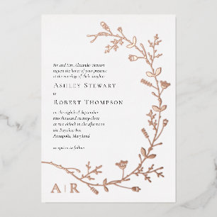 Rose Gold Foil Vine Scroll Wedding Invitation,  Invitation