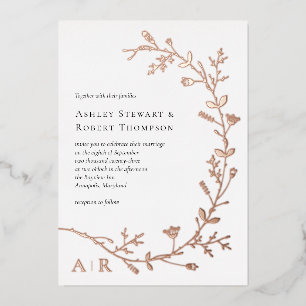 Rose Gold Foil Vine Scroll Wedding Invitation, Invitation