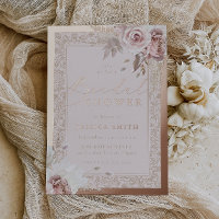Rose Gold Foil Vintage Blush Floral Bridal Shower