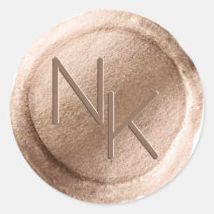 Rose Gold Foil Wax Envelope Seal Monogram Sticker