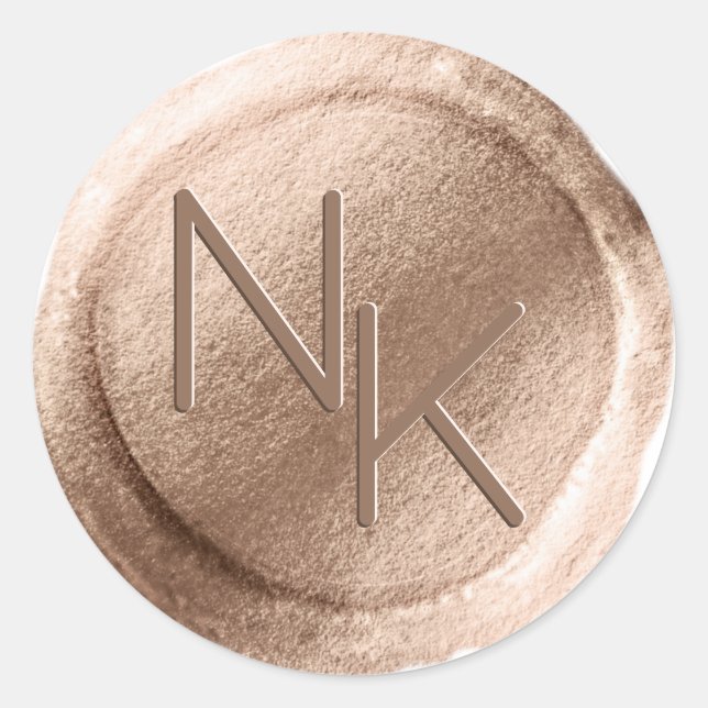 Rose Gold Foil Wax Envelope Seal Monogram Sticker (Front)