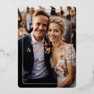 Rose-Gold, Foil, Wedding, 1 Photo "Thank You" Foil Invitation