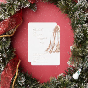 Rose Gold Foil Wedding Dress Bridal Shower Invitation