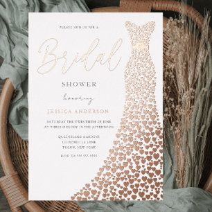 Rose Gold Foil Wedding Dress Bridal Shower Invitation