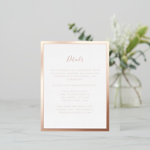 Rose Gold Foil Wedding Enclosure Card