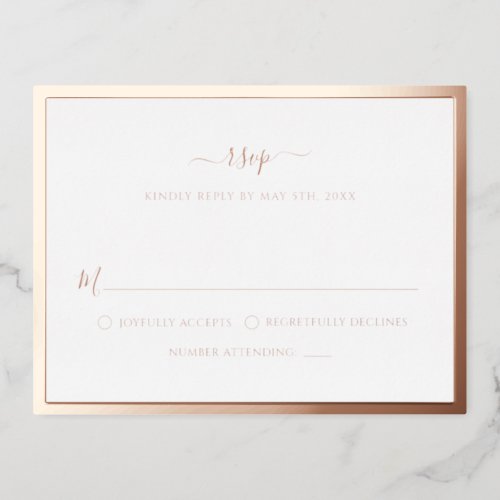 Rose Gold Foil Wedding RSVP Card