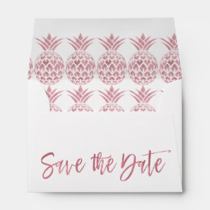 Rose Gold Foil Wedding Save the Date Pineapple Envelope