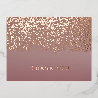 Rose Gold Foil Wedding Thank You Holiday Postcard