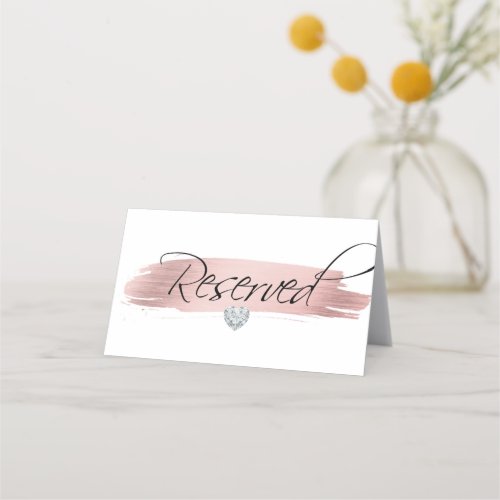 Rose Gold Foil White Black RESERVED Sign Place Card