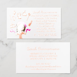 Rose Gold Foil White Cleaning Lady Maid Service Spot Gloss Business Cards