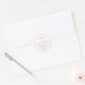 Rose Gold Foil Wreath Monogram Return Address Classic Round Sticker (Envelope)