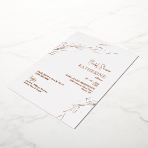 Rose Gold Foliage Bridal Shower Rose Gold Foil Invitation