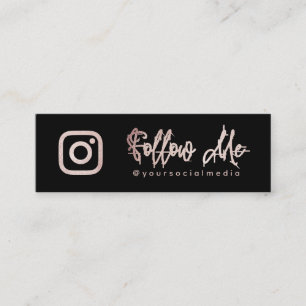 Rose Gold Follow Social Media QR Code Mini Business Card