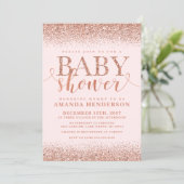 Rose Gold Fox Glitter Baby Shower Invitation (Standing Front)