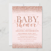 Rose Gold Fox Glitter Baby Shower Invitation (Front)