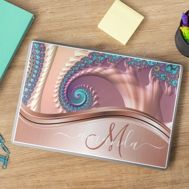 Rose Gold Fractal Handwritten Calligraphy HP Laptop Skin (Creator Uploaded)
