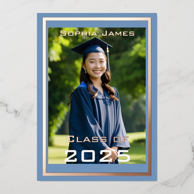 Rose  gold   frame - class of 2025 foil invitation (Front)