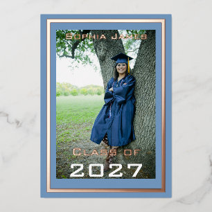 Rose gold frame - class of 2027 foil invitation