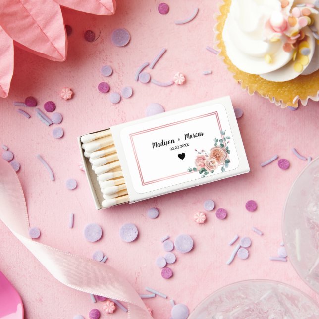 Rose Gold Frame & Roses Matchboxes (Insitu)