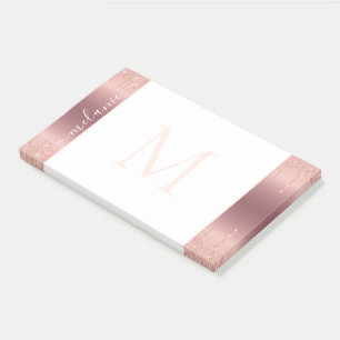 Rose Gold Framed Post-it® Notes Custom Name Letter